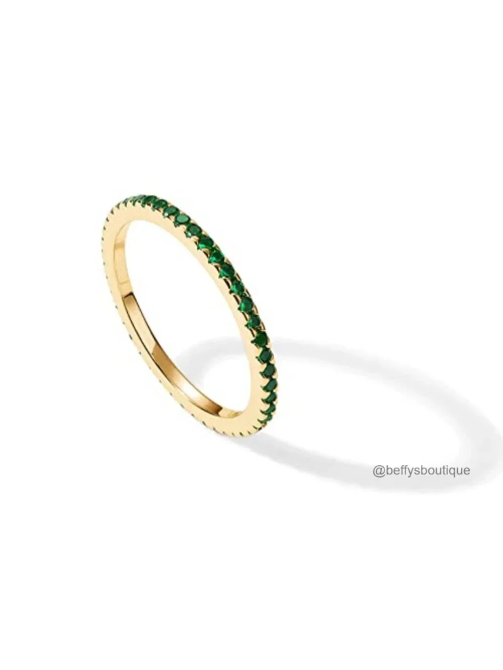 14K Gold Plated Colorful CZ Band Stacking Ring for Women